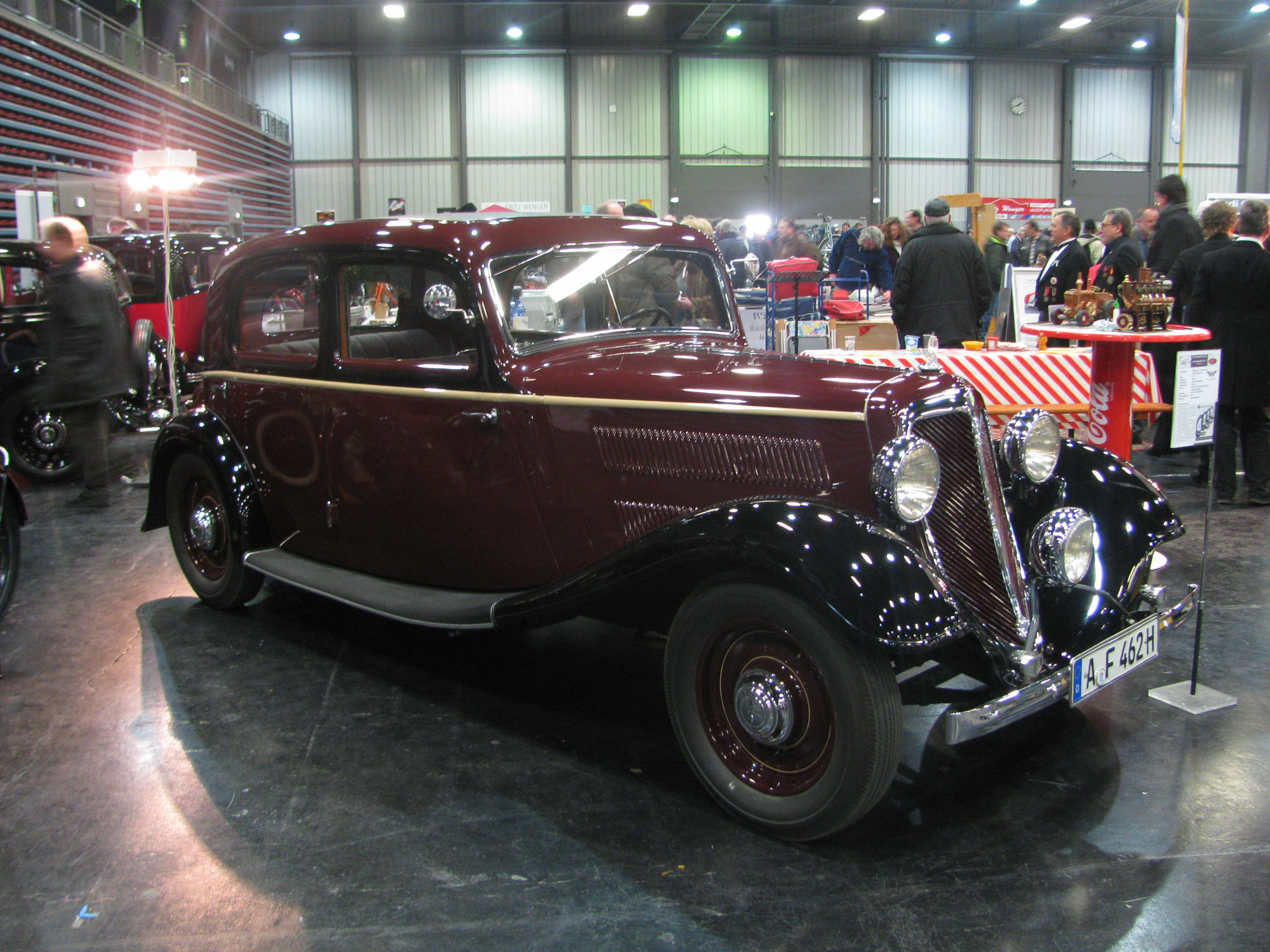 A production Wanderer W21 identified as a 1934 car, photographed at MotoTechnica Augsburg in 2012. It illustrates the later production lineage rather than an original 1931 prototype.